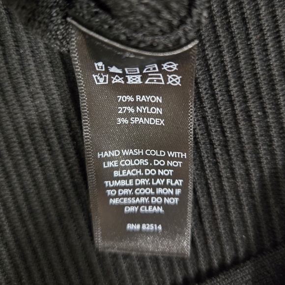 House Of Harlow 1960 Black Mini Ribbed Dress Criss Cross Neck Size Medium - Picture 7 of 8